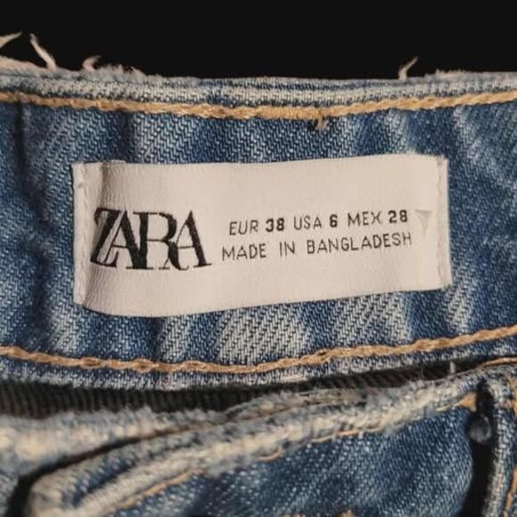 Zara Straight Jeans Womens Size 6 Raw Hem - Picture 4 of 4